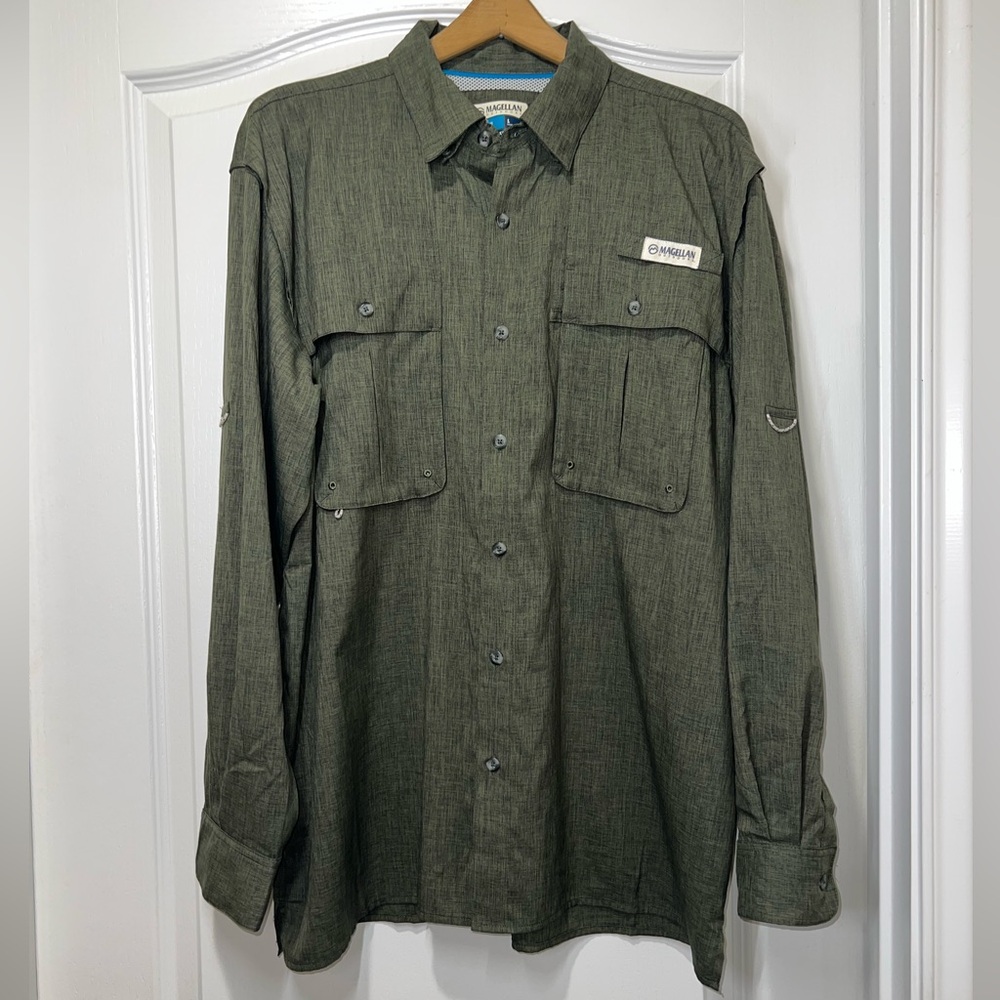Magellan Outdoors Fish Gear Button-Down Shirt Moisture-Wicking Relaxed Fit Large